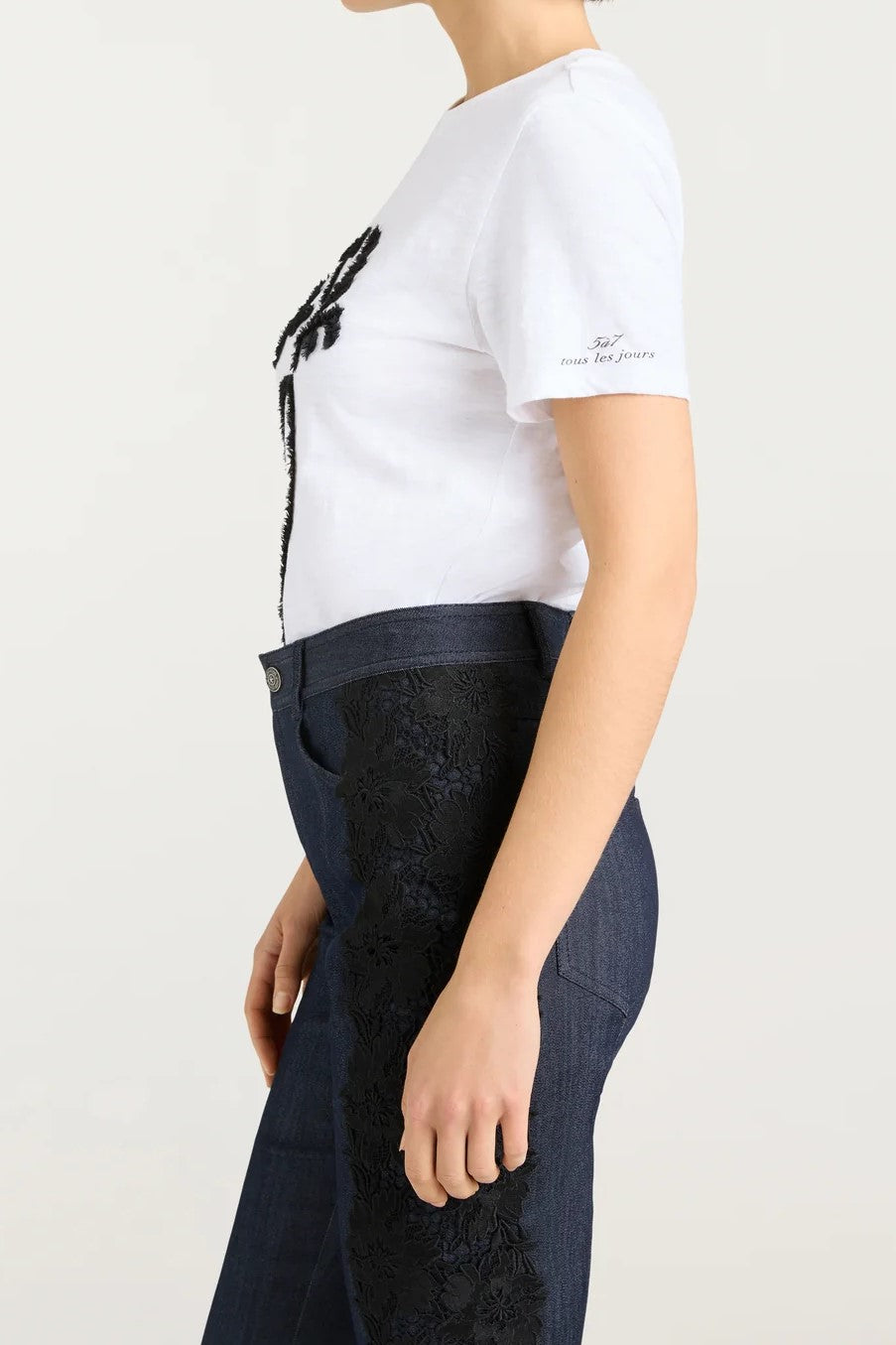 Cinq A Sept Textured Je T'aime Tee - Women's French-Inspired Graphic T-Shirt | Casual Chic Top for Date Night & Weekend Outfits
