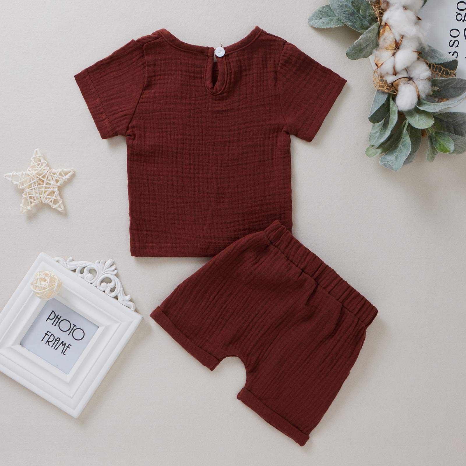 Ynibbim Baby Shorts Set - Unisex Cotton Linen Outfits for Boys & Girls | Infant Toddler Summer Clothes | Perfect for Playtime, Beach & Outdoor Activities