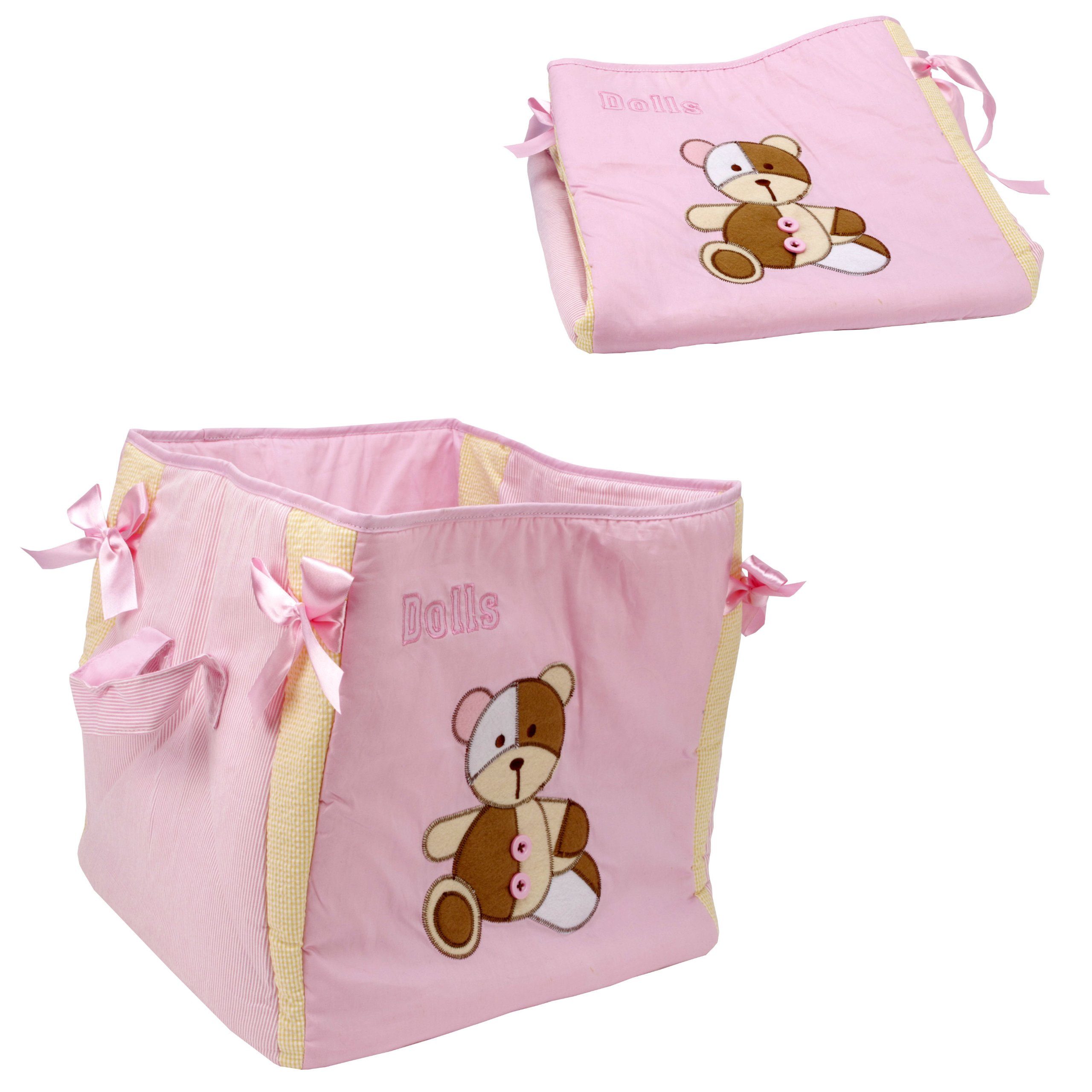 Pink Teddy Bear Baby & Kids Toy Storage Bag - Perfect for Nursery, Playroom, and Travel Organization