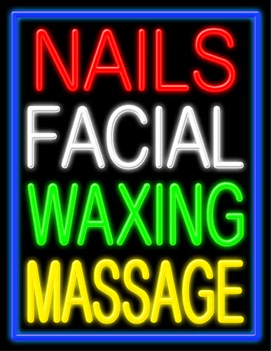 Premium Nails Facial Waxing Massage Glass Neon Sign #11259 - Handmade in USA - Perfect for Salon, Spa & Beauty Shop Decor