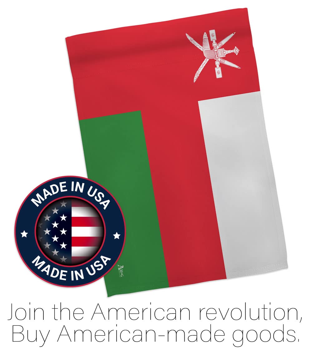Americana Home & Garden Oman Garden Flag Set with Stand - Double-Sided House Decoration Banner for Yard, Patio & Outdoor Decor - Made in USA - Perfect for National Pride, International Events & Country-Themed Parties