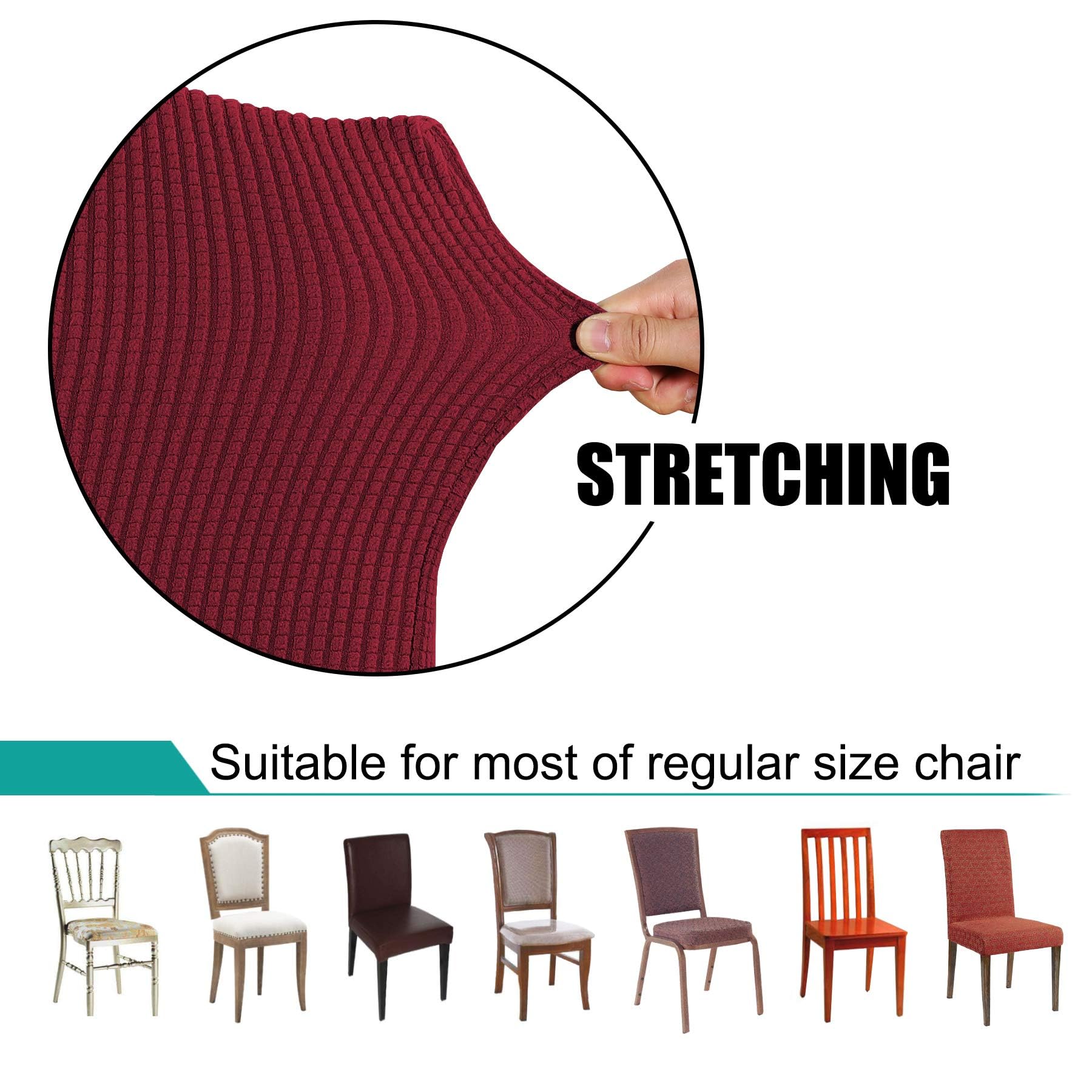 **Turquoise Christmas Chair Covers Set of 4 - Stretchable Spandex Dining Room Chair Slipcovers, Parson Chair Covers for Kitchen, Hotel, Wedding Ceremony - Burgundy (Perfect for Holiday Decor & Home Styling)**