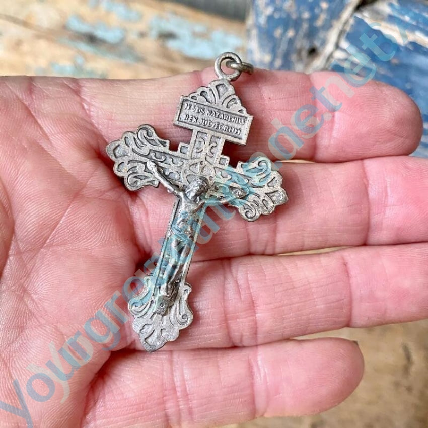 Vintage Cast Aluminum Crucifix Pendant Necklace - Religious Cross Jewelry for Men & Women - Perfect for Church, Daily Wear & Gift Giving
