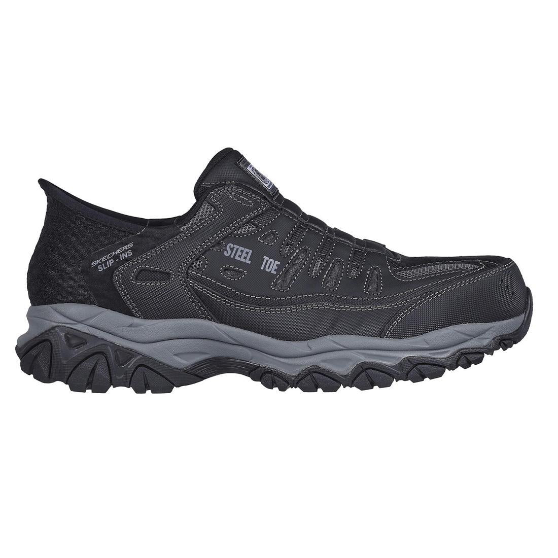 Men's Cankton Faison Slip-On Steel Toe Work Shoes - Black Safety Footwear for Construction, Warehouse & Industrial Work