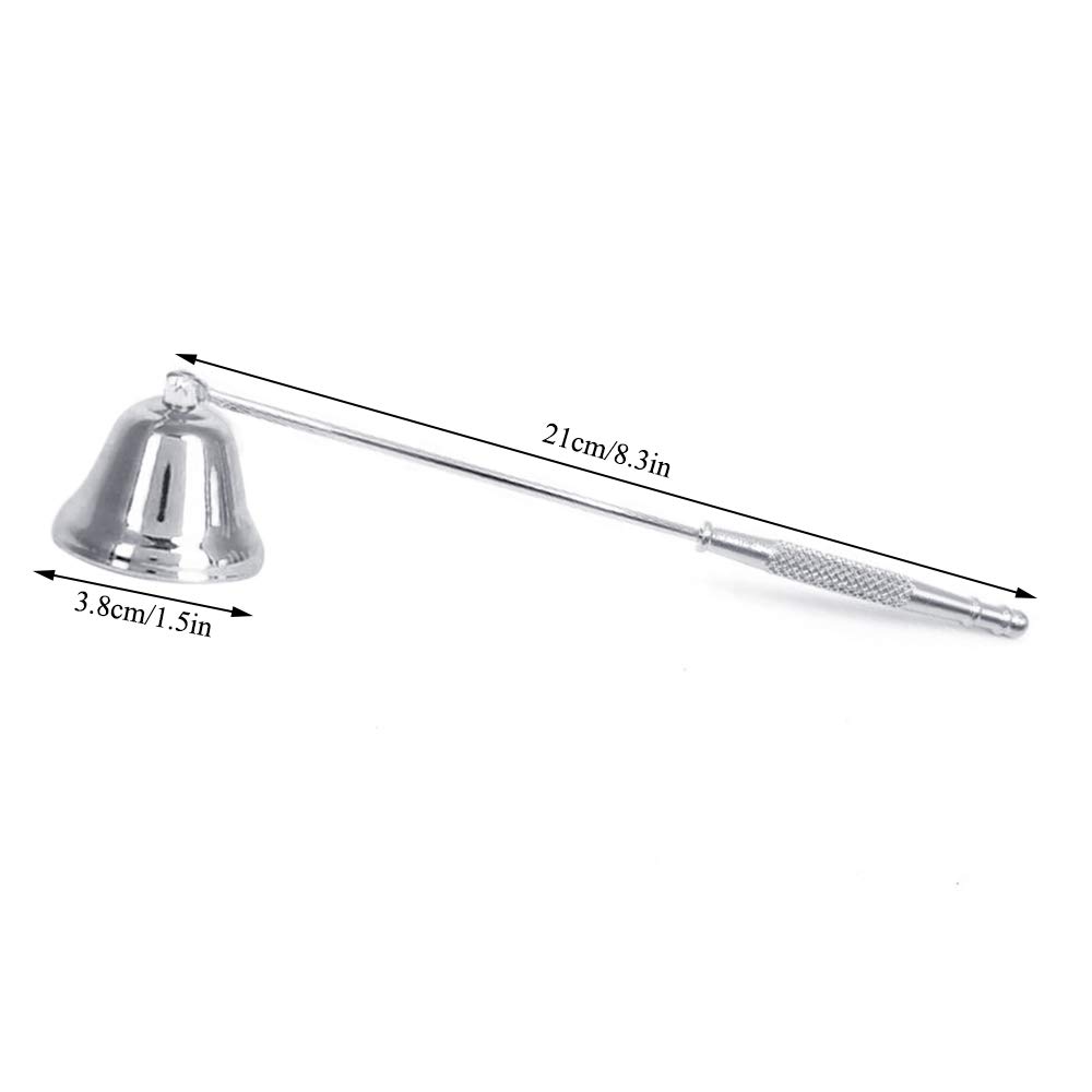 Silver Candle Snuffer - Long Handle Wick Extinguisher for Scented & Jar Candles (Safe Flame Out)