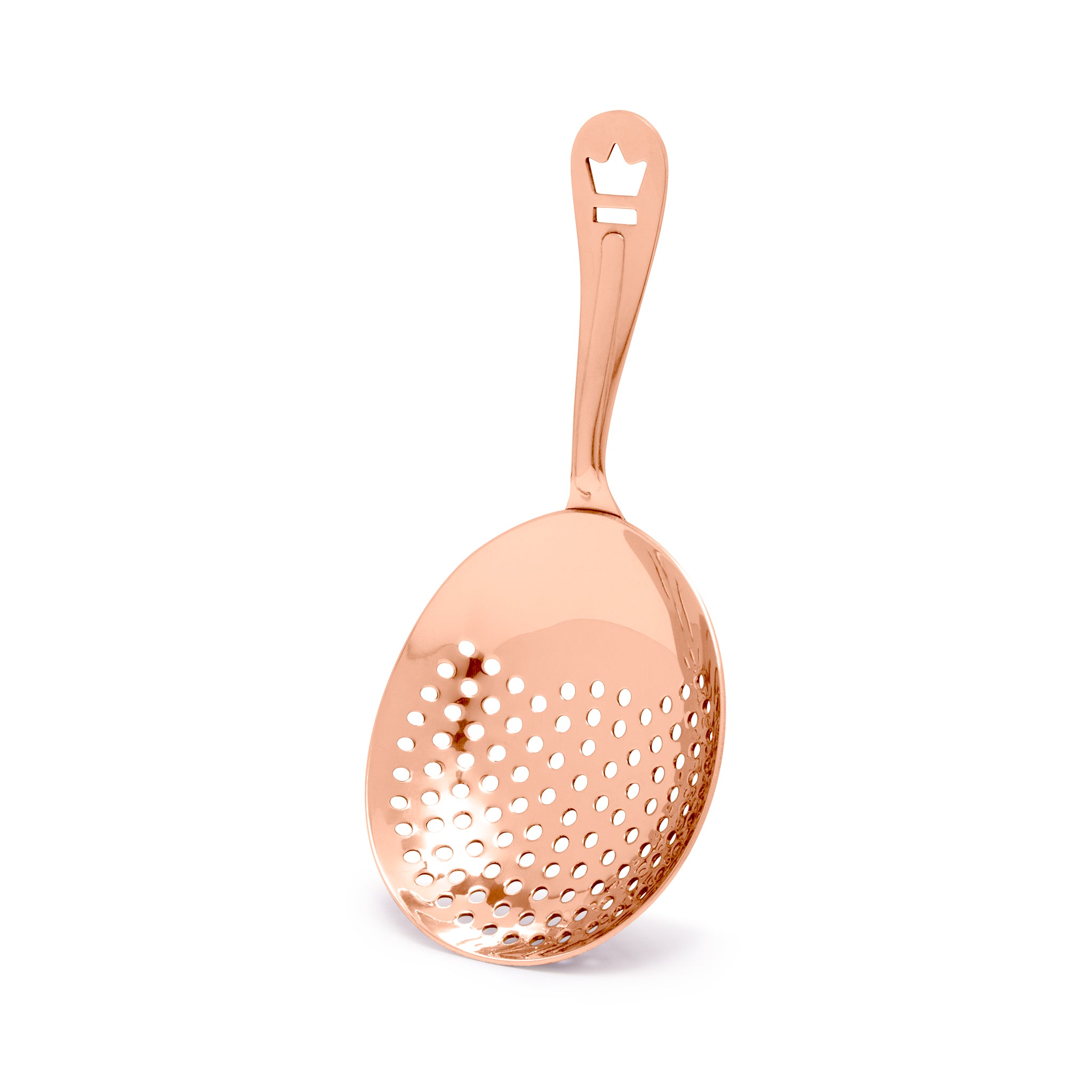 Premium Julep Strainer - Copper Plated Cocktail Filter for Mint Juleps, Mojitos & Refreshing Drinks - Bar Accessories & Mixology Tools