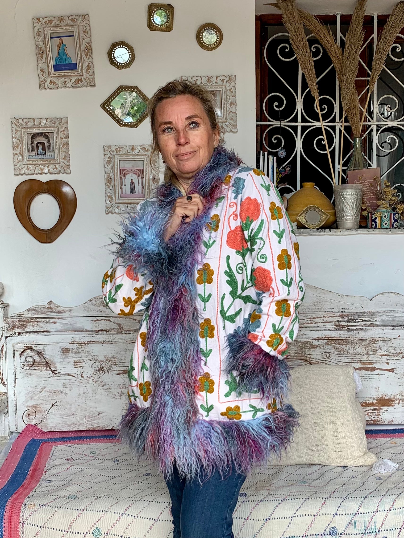 Boho Gypsy Ibiza Jacket for Women - Lightweight Embroidered Kimono Cover Up - Perfect for Beach, Festival & Summer Outfits