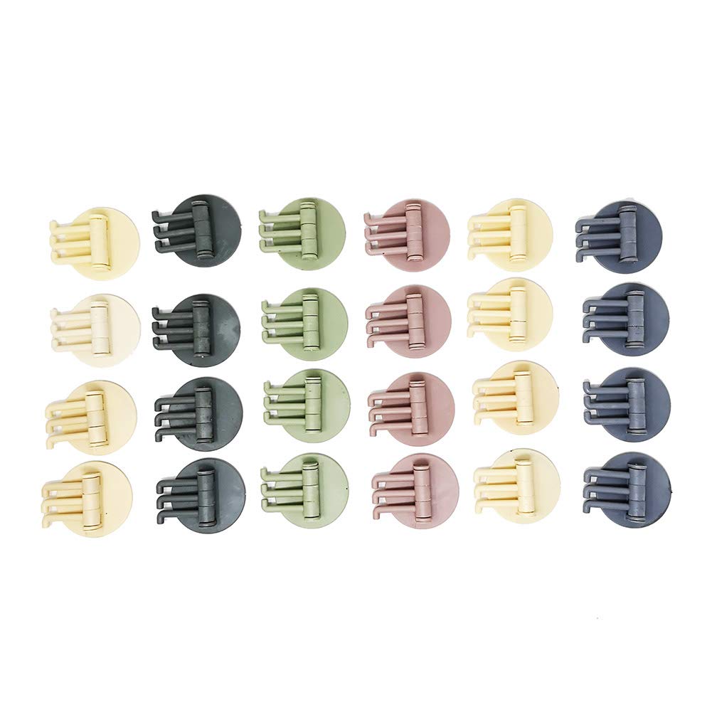 Colorful Self-Adhesive Wall Hooks 24 Pack - for Kitchen & Bathroom Organization