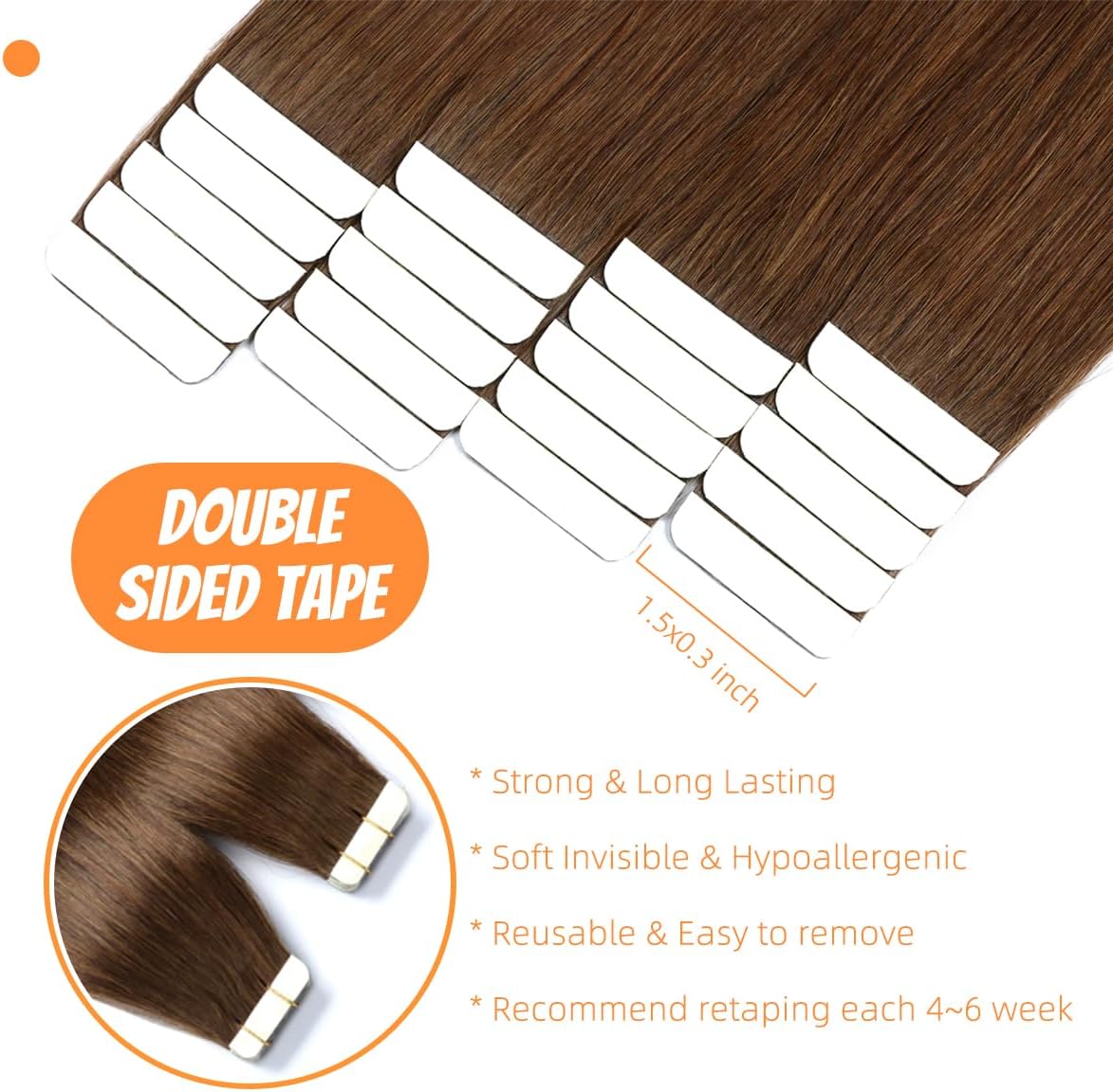 Seamless Skin Weft Tape for Human Hair Extensions - Invisible Hair Integration for Natural Look | Perfect for Daily Wear, Special Occasions & Styling