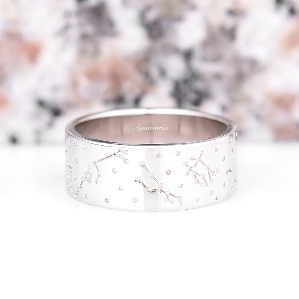Stellar Constellation Ring - 8MM Sterling Silver Zodiac Jewelry for Women - Perfect for Birthdays, Anniversaries & Celestial Gifts