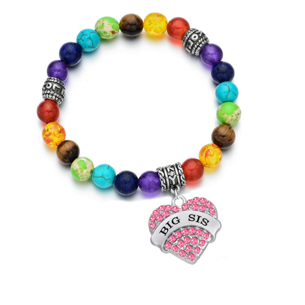 7 Chakra Healing Bracelet for Sisters & Aunts - Stretch Family Gift