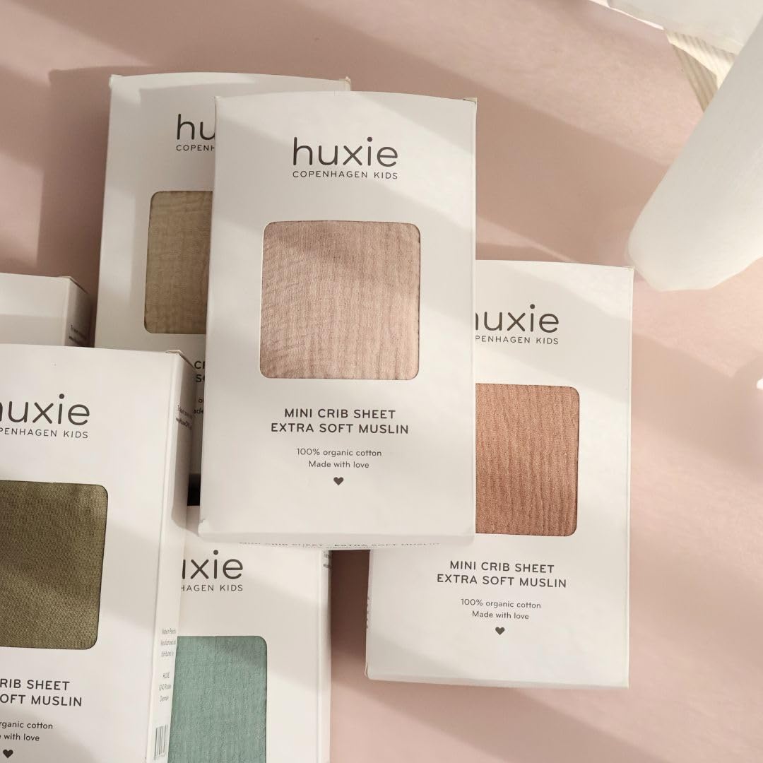 Huxie 100% Organic Muslin Mini Crib Sheets - Super Soft Baby Bedding 24