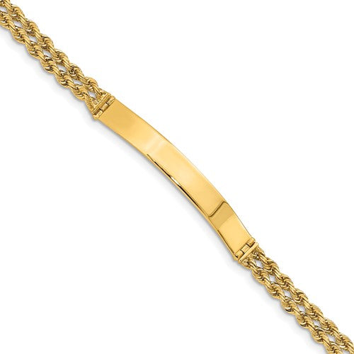 14KT Gold Double Rope ID Link Bracelet for Women - 7 Inch Adjustable Luxury Jewelry Gift for Anniversary, Birthday & Special Occasions