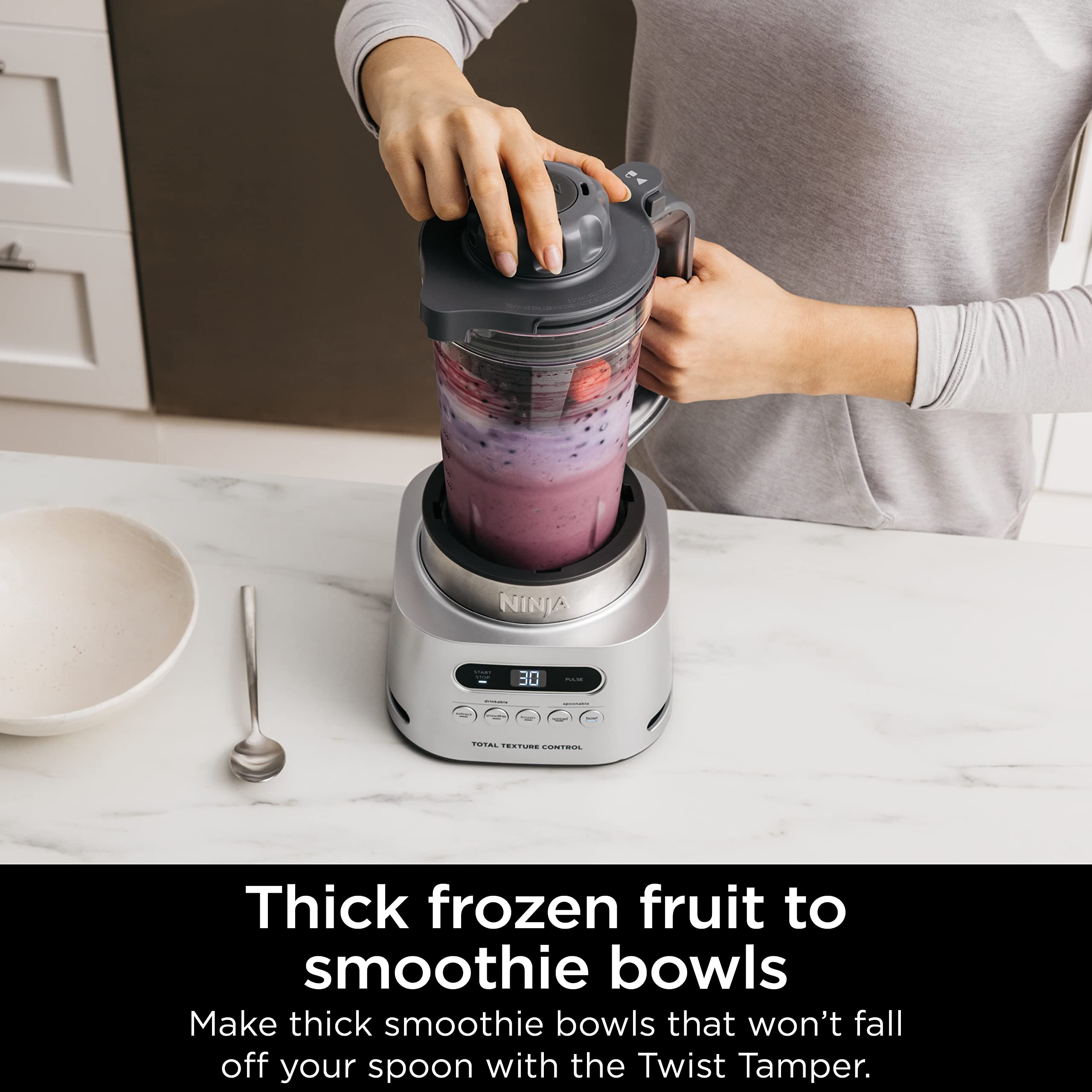Ninja SS151 TWISTi Blender DUO - 1600W High-Speed Smoothie Maker & Nutrient Extractor with 5 Functions (Smoothies, Spreads & More) | Includes 34oz Pitcher & 2 To-Go Cups | SmartTORQUE Technology | Perfect for Smoothies, Nut Butters & Meal Prep - Gray
