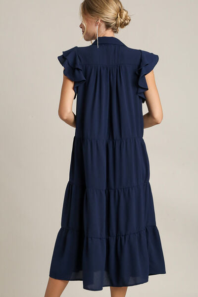 Elegant Full Size Ruffle Cap Sleeve Tiered Dress for Women | Flowy Summer Maxi Dress for Beach, Wedding & Special Occasions