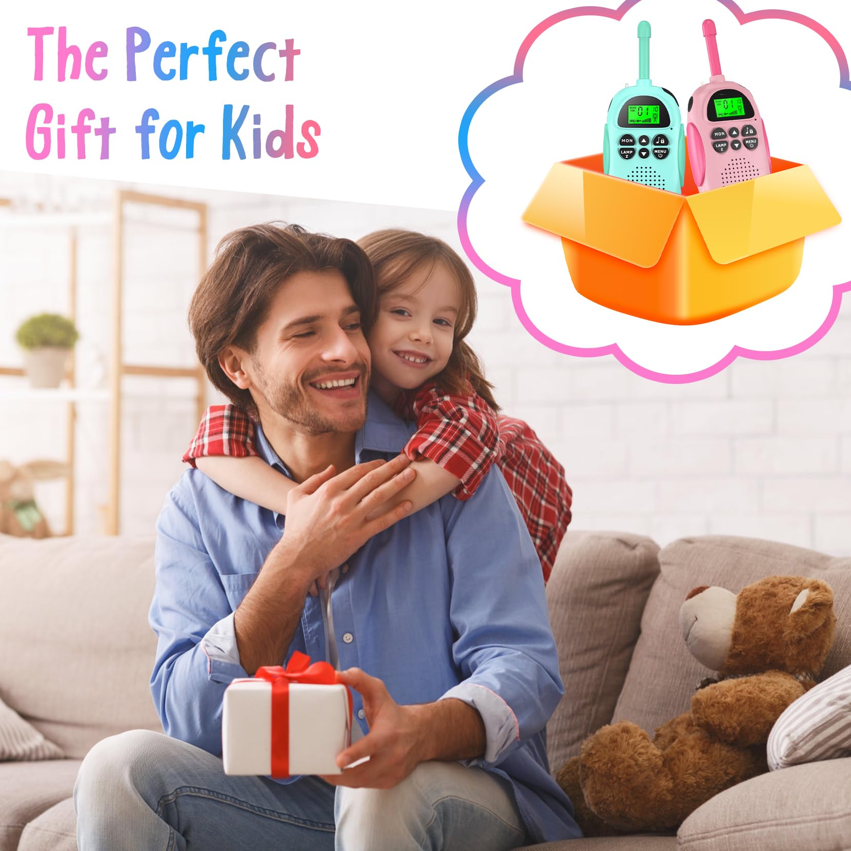 Rechargeable Kids Walkie Talkies 2 Pack - Long Range 22 Channel 2 Way Radios for Boys & Girls Ages 3-12 - Perfect for Outdoor Adventures, Camping, Hiking & Birthday Gifts | Ideal for Family Trips, Backyard Play & Emergency Communication