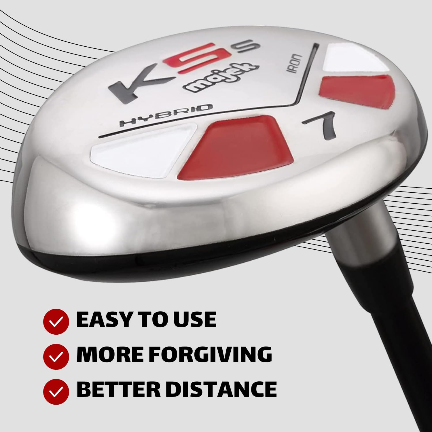 Majek Golf All Hybrid #7 Club - +2 Inches Longer Than Standard, Extra Big & Tall XL/XXL, Senior Flex Right Handed Utility Iron - Perfect for Tall Golfers & Seniors Seeking Distance & Forgiveness on Fairway Shots