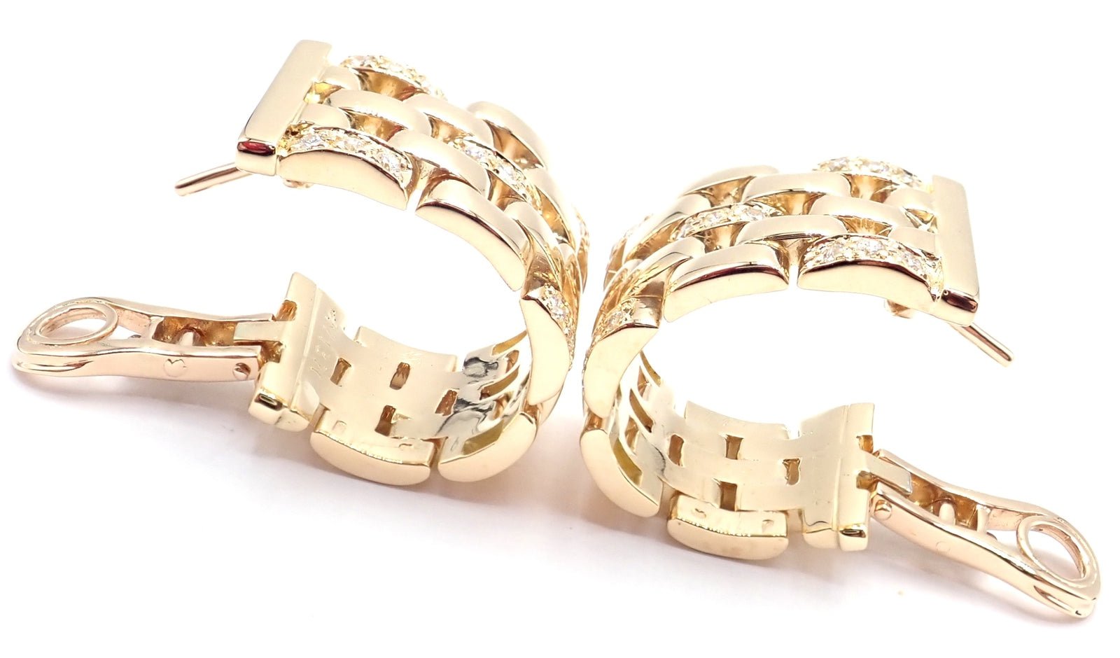 Authentic Cartier Maillon Panthere 18K Gold Diamond Five Row Link Earrings - Luxury Jewelry for Women, Perfect for Parties, Weddings & Special Occasions