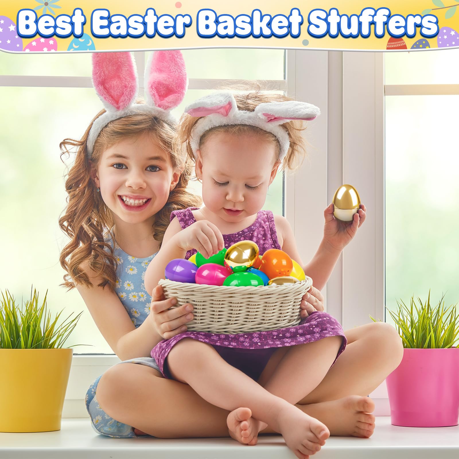 300PCS Plastic Easter Eggs Bulk - 2.4 Inch Hinged Fillable Eggs (288 Colorful + 12 Golden) for Easter Egg Hunt, Party Favors & Basket Stuffers - Perfect for Kids Easter Party, Classroom Activities & Spring Celebrations
