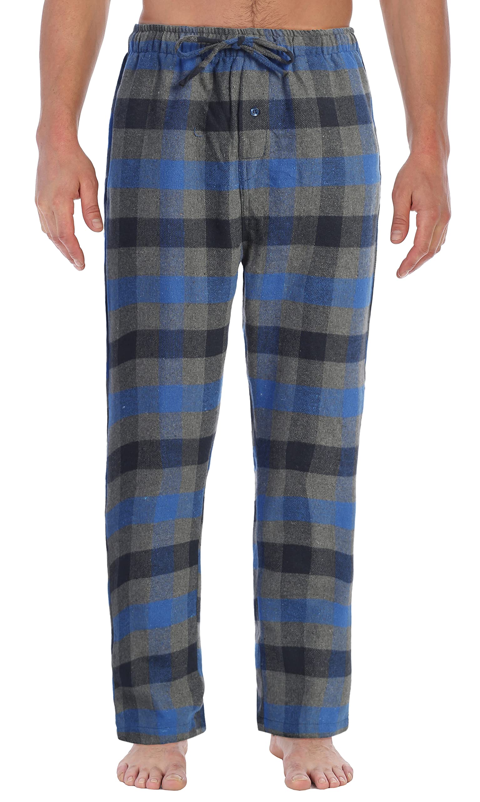 Gioberti Men's Yarn-Dyed Brushed Flannel Pajama Pants with Elastic Waistband - Soft & Comfortable Sleepwear for Lounge, Home & Winter Nights