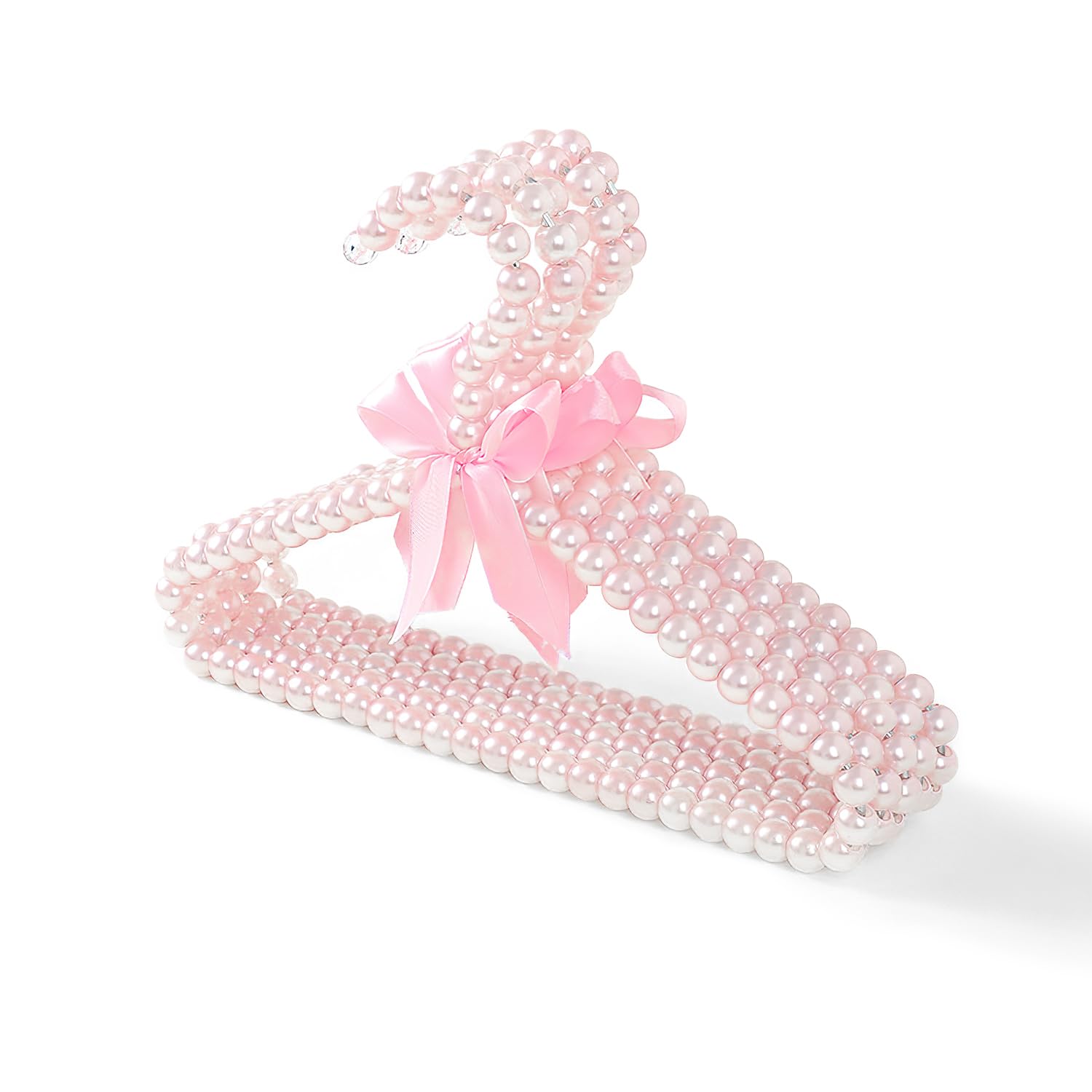 DELIFUR 5 Pack Pet Clothes Hangers with Faux Pearl Bow - Durable Hangers for Dog Cat & Kids Clothes - Pink Organizers for Wardrobe, Closet & Pet Grooming Storage