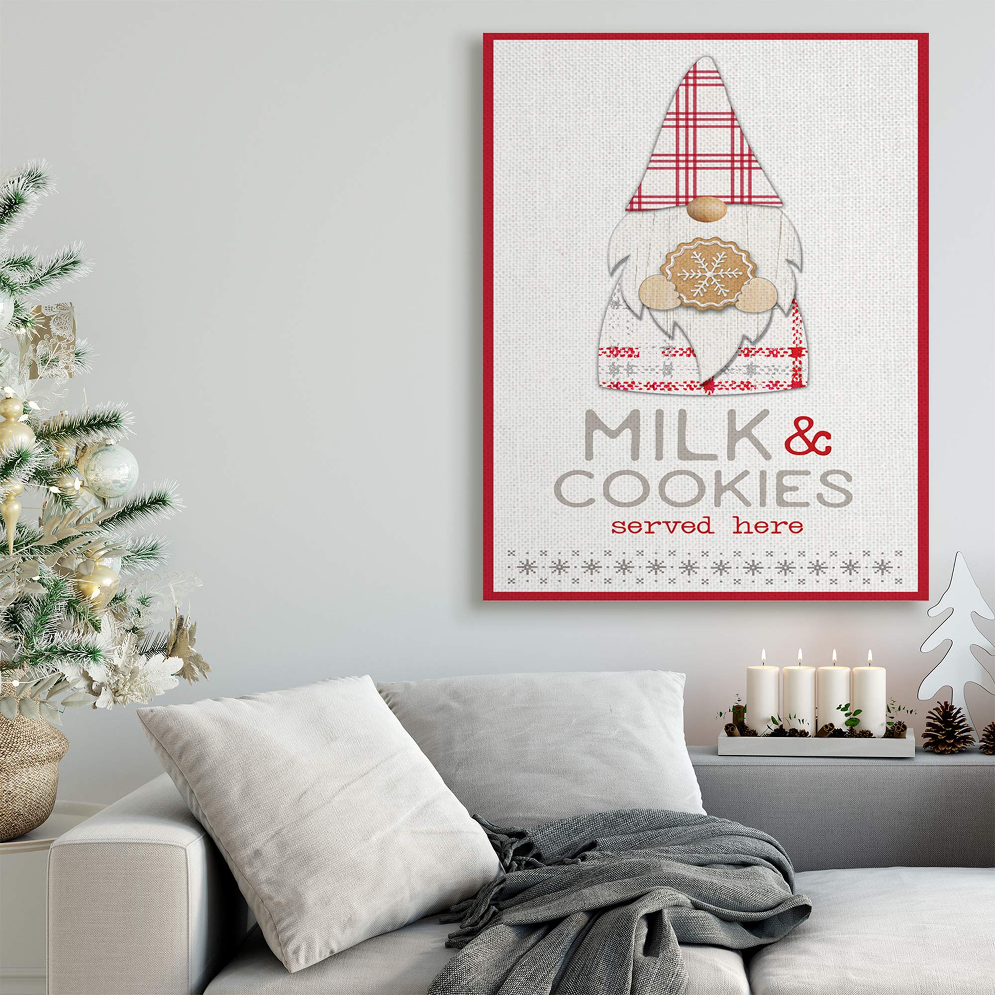 Stupell Industries Milk and Cookies Christmas Plaid Gnome Canvas Wall Art - 36