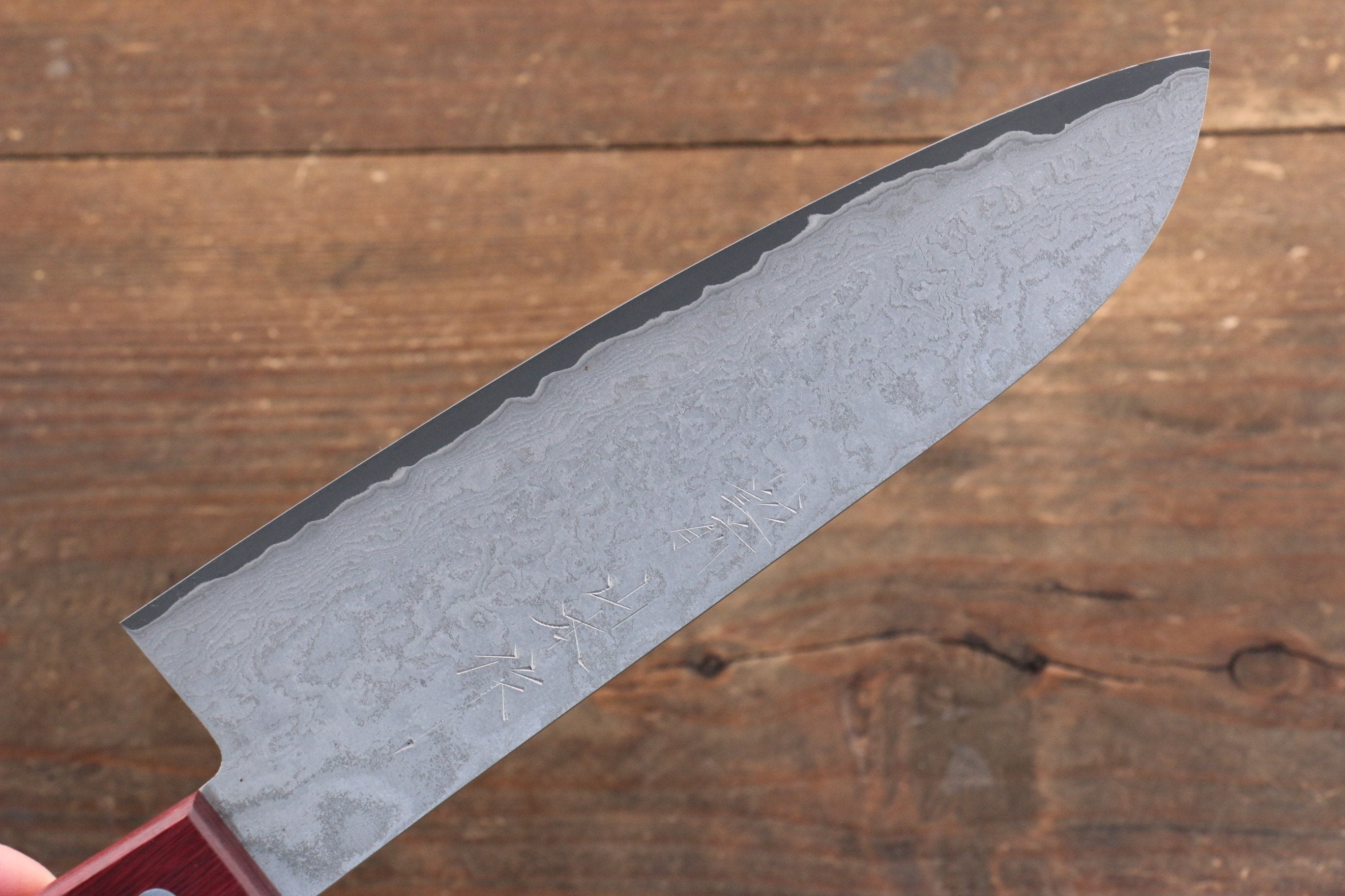 VG10 Black Damascus Santoku Knife 180mm - Japanese Chef Knife with Red Pakka Wood Handle - Perfect for Slicing, Dicing, and Chopping Vegetables, Meat, and Fish - Professional Kitchen Knife for Home Cooks and Chefs