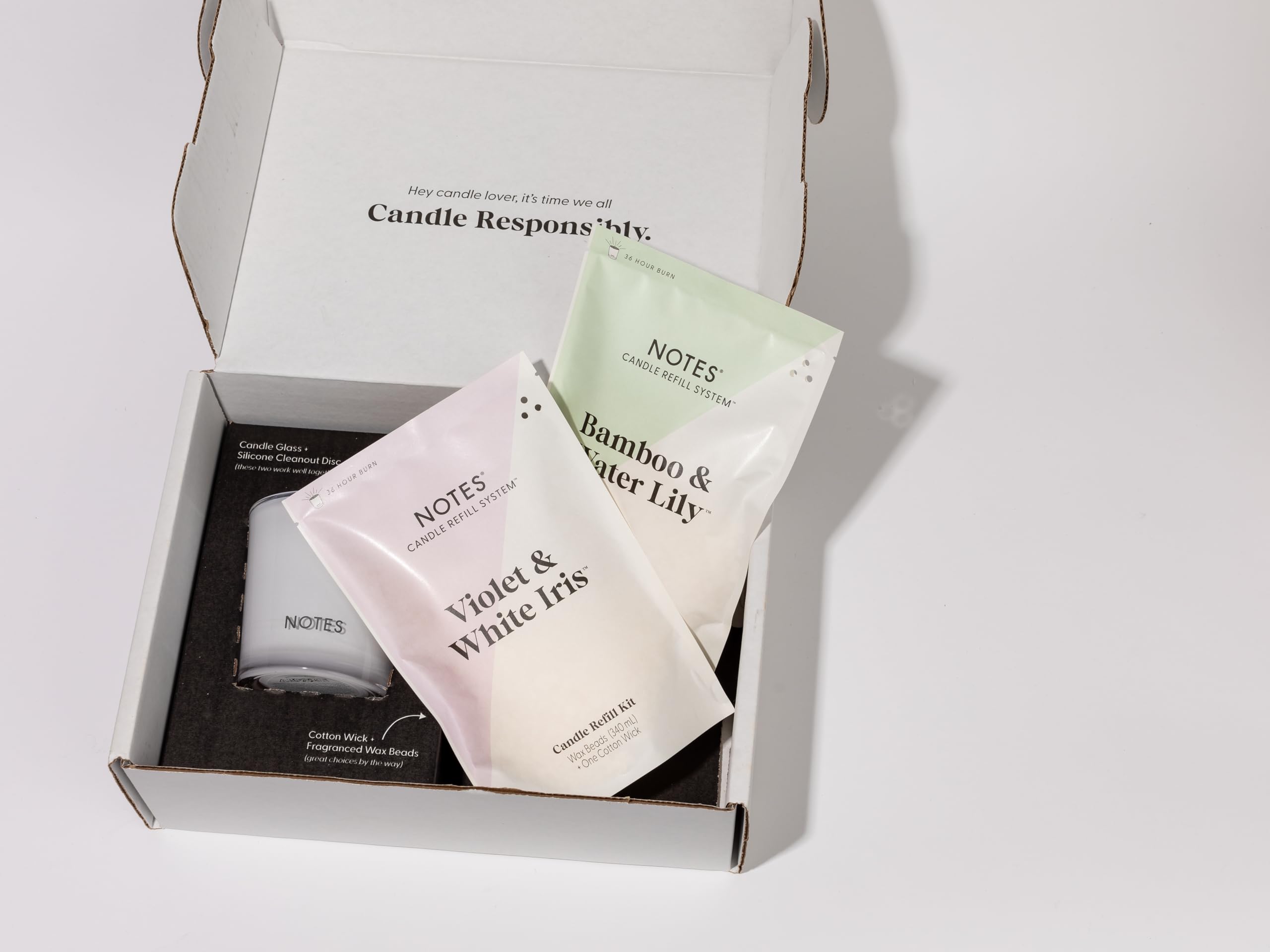 Sustainable Candle Starter Kit - Watery Floral Duo | Refillable & Reusable Candles with 100% Natural Wax | Bamboo Water Lily + Violet White Iris Scented Candles | Perfect for Home Relaxation, Spa Days & Romantic Ambiance