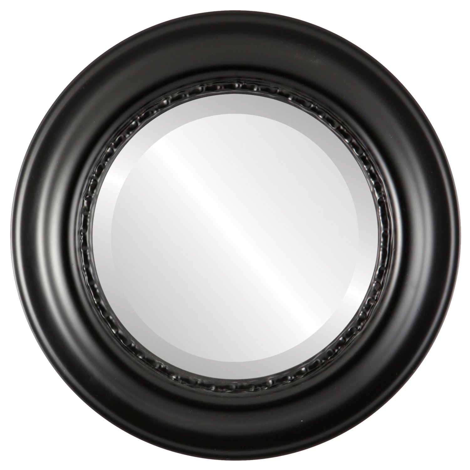 19x19 Round Beveled Wall Mirror - Matte Black Chicago Style Home Decor Mirror for Living Room, Bedroom & Entryway