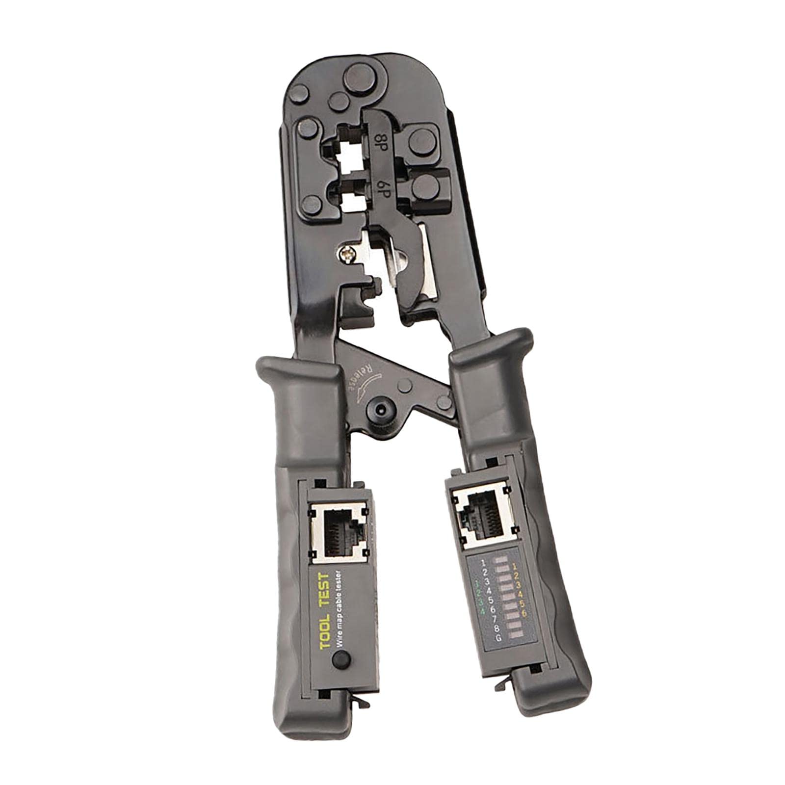 Professional Ratcheting Modular Cable Crimper Tool for RJ11/RJ45 Connectors - Wire Stripper & Cutter - Ideal for Network Cabling, Phone Lines & DIY Electrical Projects
