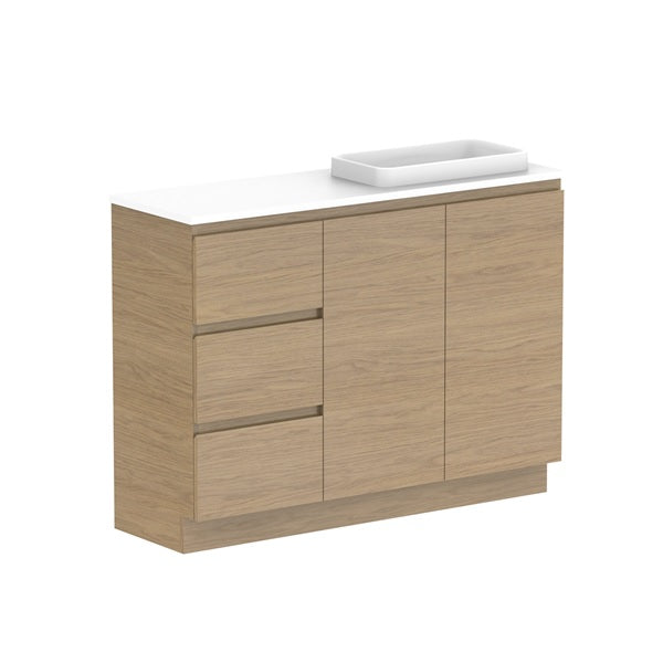 ADP Glacier Pro Ensuite Door and Drawer Trio Vanity with Solid Surface Top - Modern Bathroom Vanity Set with Storage for Home & Hotel Use