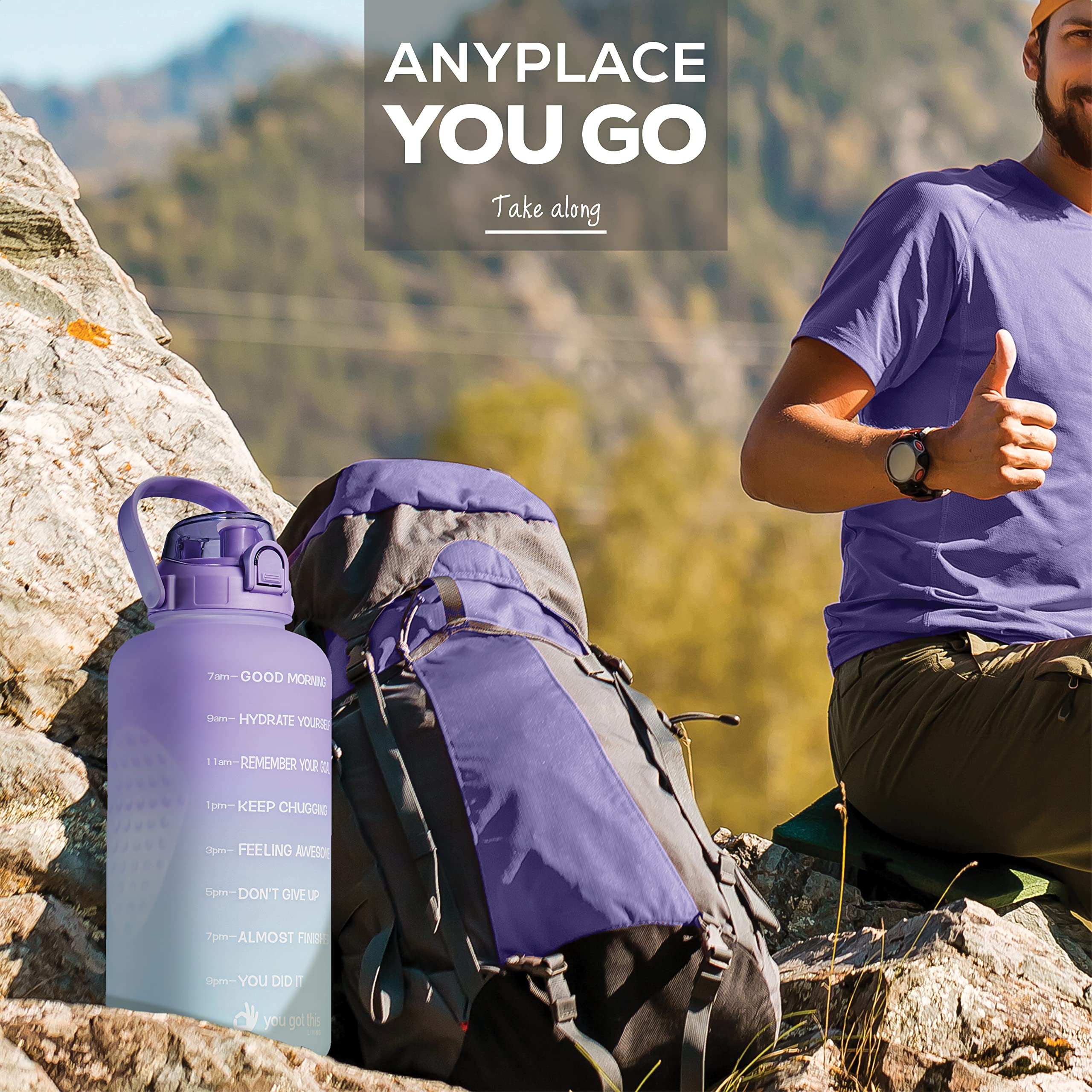 1 Gallon Motivational Water Bottle with Straw & Handle - BPA Free for Gym & Work
