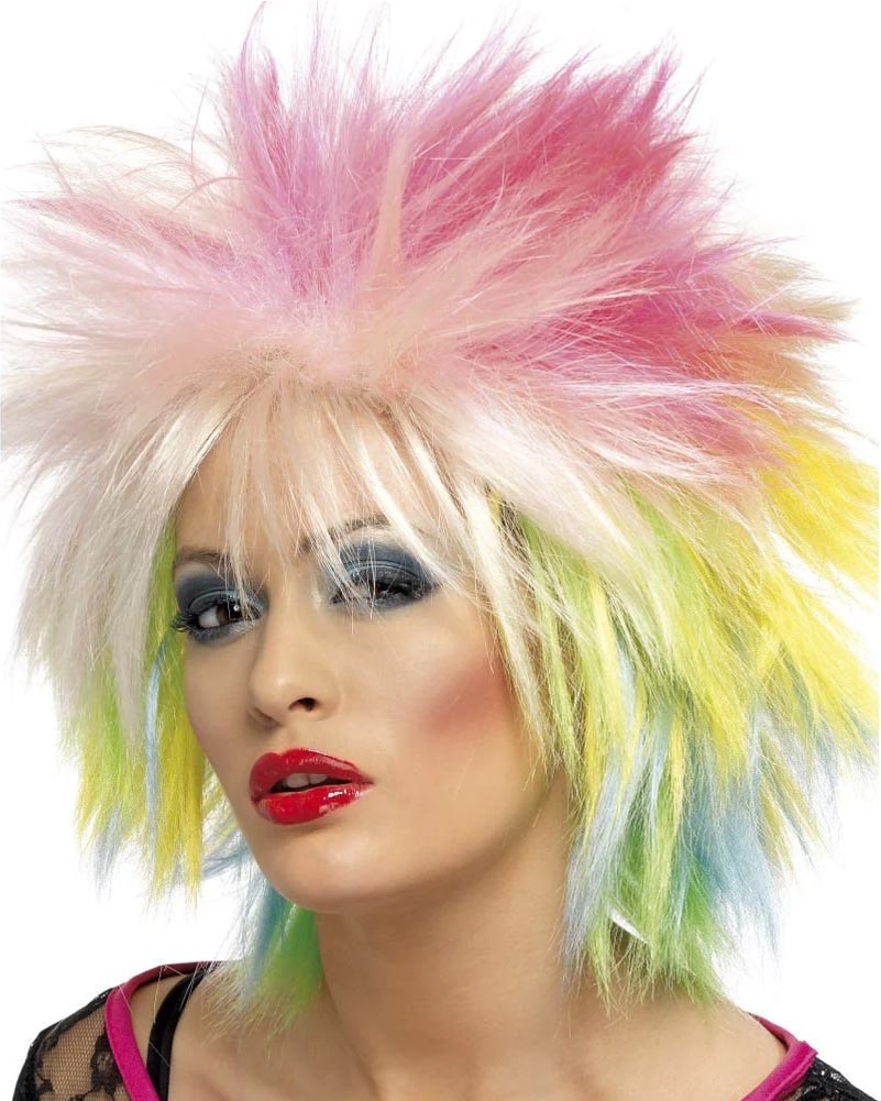 80s Attitude Short Multicolored Wig - Retro Party Costume Accessory for Halloween, Cosplay & Themed Events