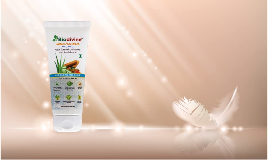 Ubtan Face Wash for Tan Removal - Biodivine Natural Herbal Face Cleanser | Brightening & Glow for Daily Skincare Routine
