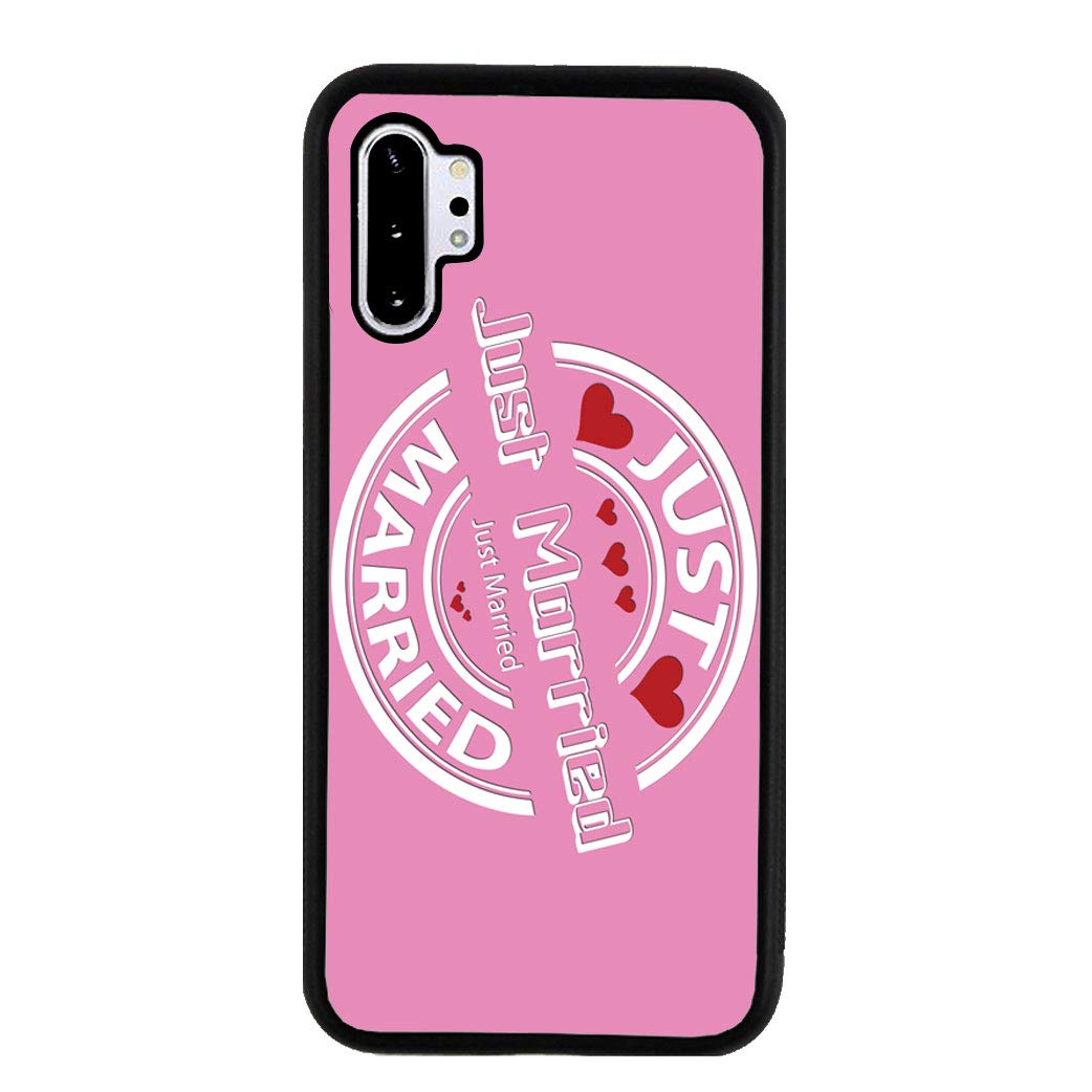 Bleu Reign Cute Just Married Hearts Design Rubber Phone Case for Samsung Galaxy Note 10 - Durable Protective Cover for Wedding, Honeymoon & Anniversary Gifts