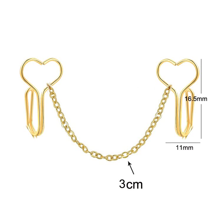 4pcs African Style Fake Nose Rings Set - No Piercing Septum Ring with Heart Nose Chain & CZ Crystal Studs - Clip On Body Jewelry for Women - Perfect for Parties, Cosplay and Fashion Accessories