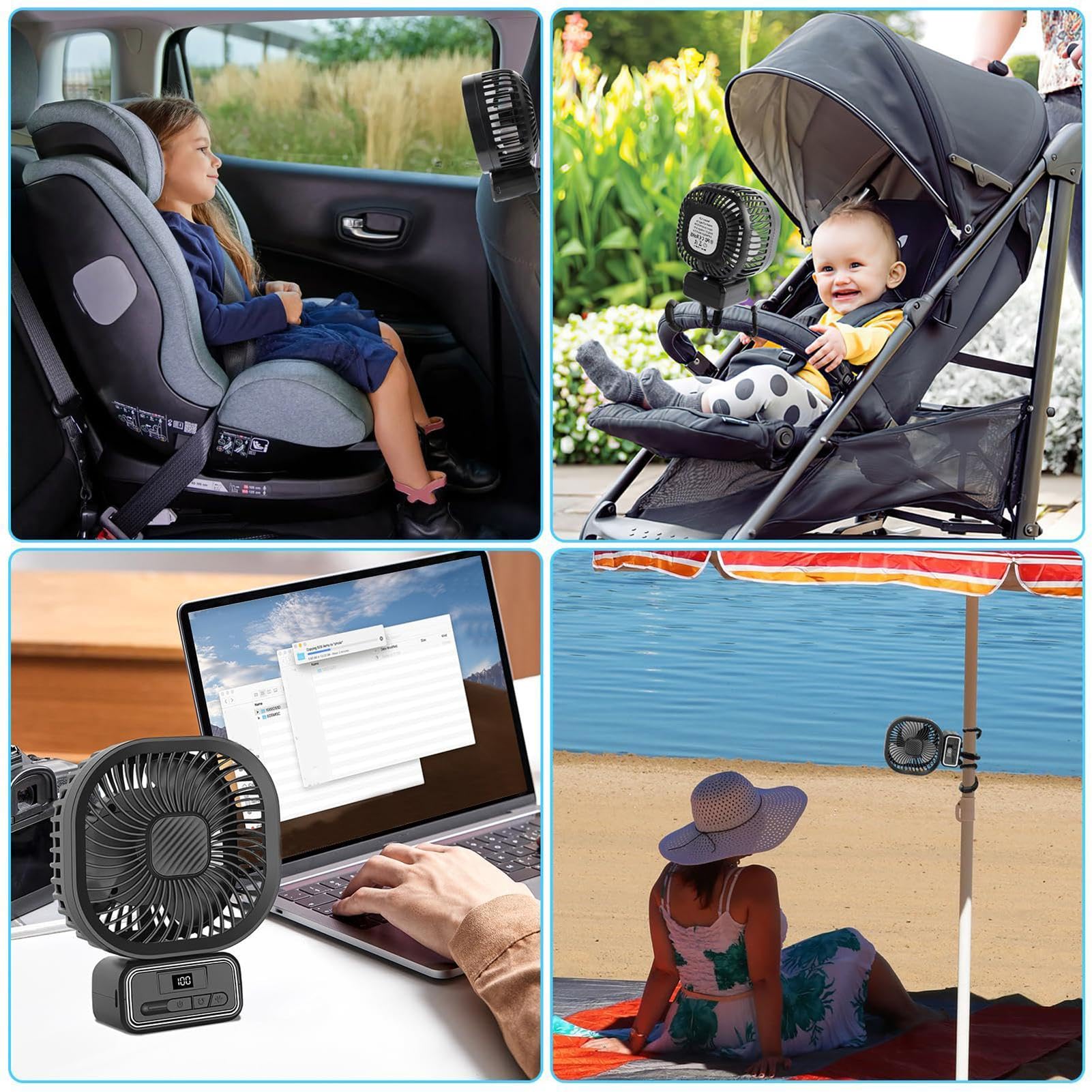 Portable Clip Fan with 3 Speed Settings - Lightweight Handheld Personal Cooling Fan for Office, Travel, Outdoor Activities - Perfect for Summer, Hot Weather & Indoor Use