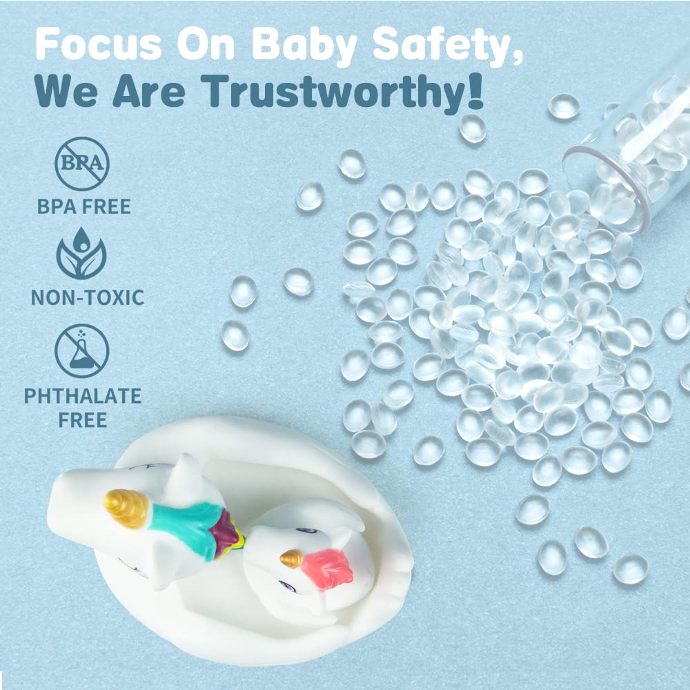 Woby Baby Bath Toys - Cute Unicorn Spray & Floating Bathtub Squirt Toys for Toddlers (6-12 Months) | Safe Rubber Bathroom Toys for Infants & Girls | 4-Piece Gift Set | Perfect for Sensory Play & Bathtime Fun