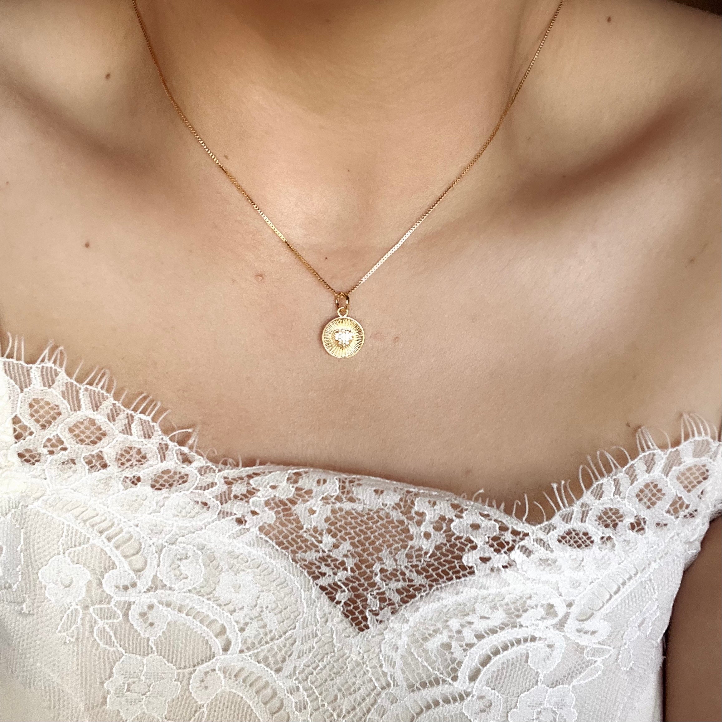 18K Gold Filled Spoke Textured Heart Charm with Cubic Zirconia - Elegant Jewelry Gift for Women, Perfect for Valentine's Day, Anniversary & Special Occasions