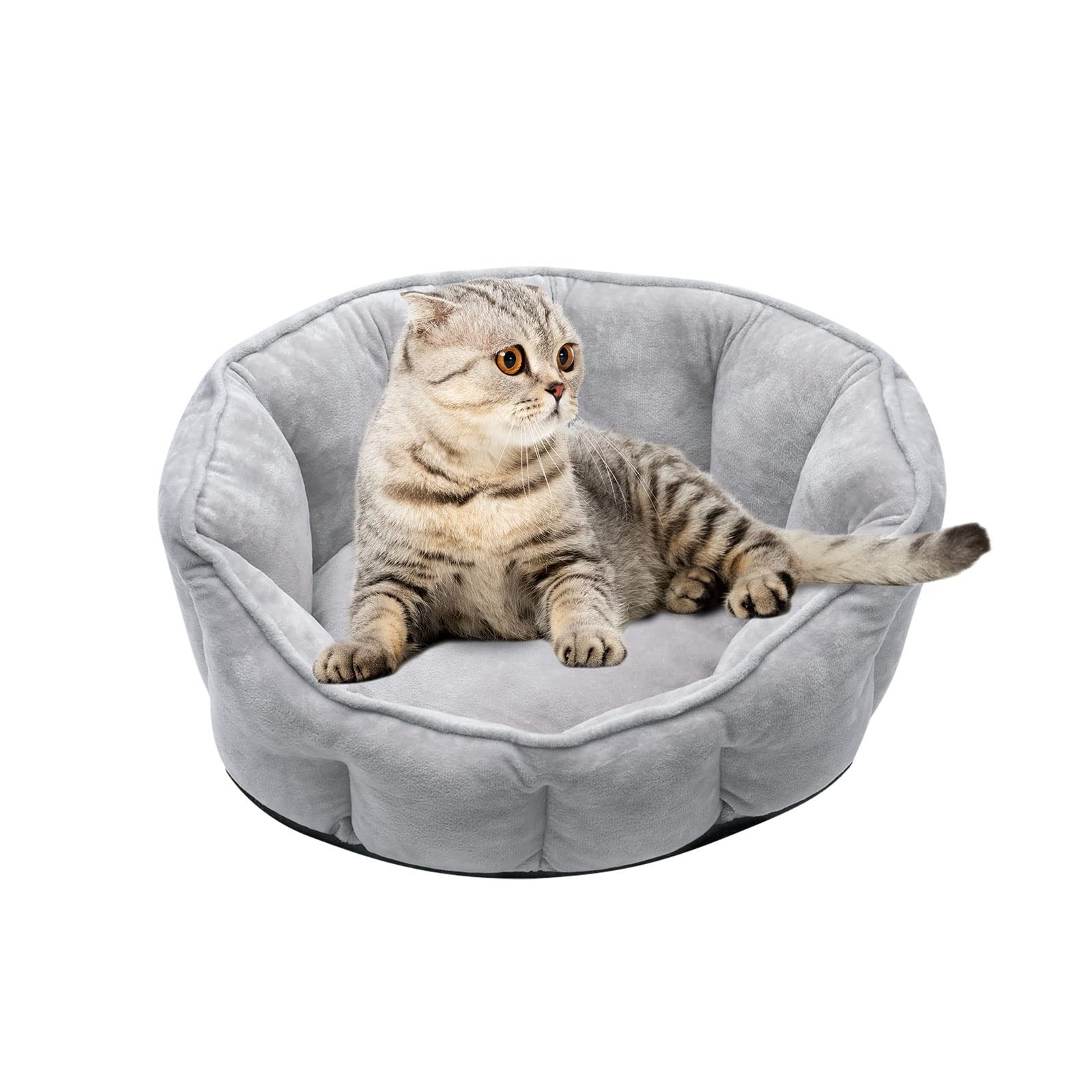 Petmolico 18 Inch Small Dog & Cat Bed - Soft Plush Round Pet Bed with Reversible Cushion for Indoor Cats & Puppies | Machine Washable | Cozy Sleeping Spot for Bedroom, Living Room & Travel