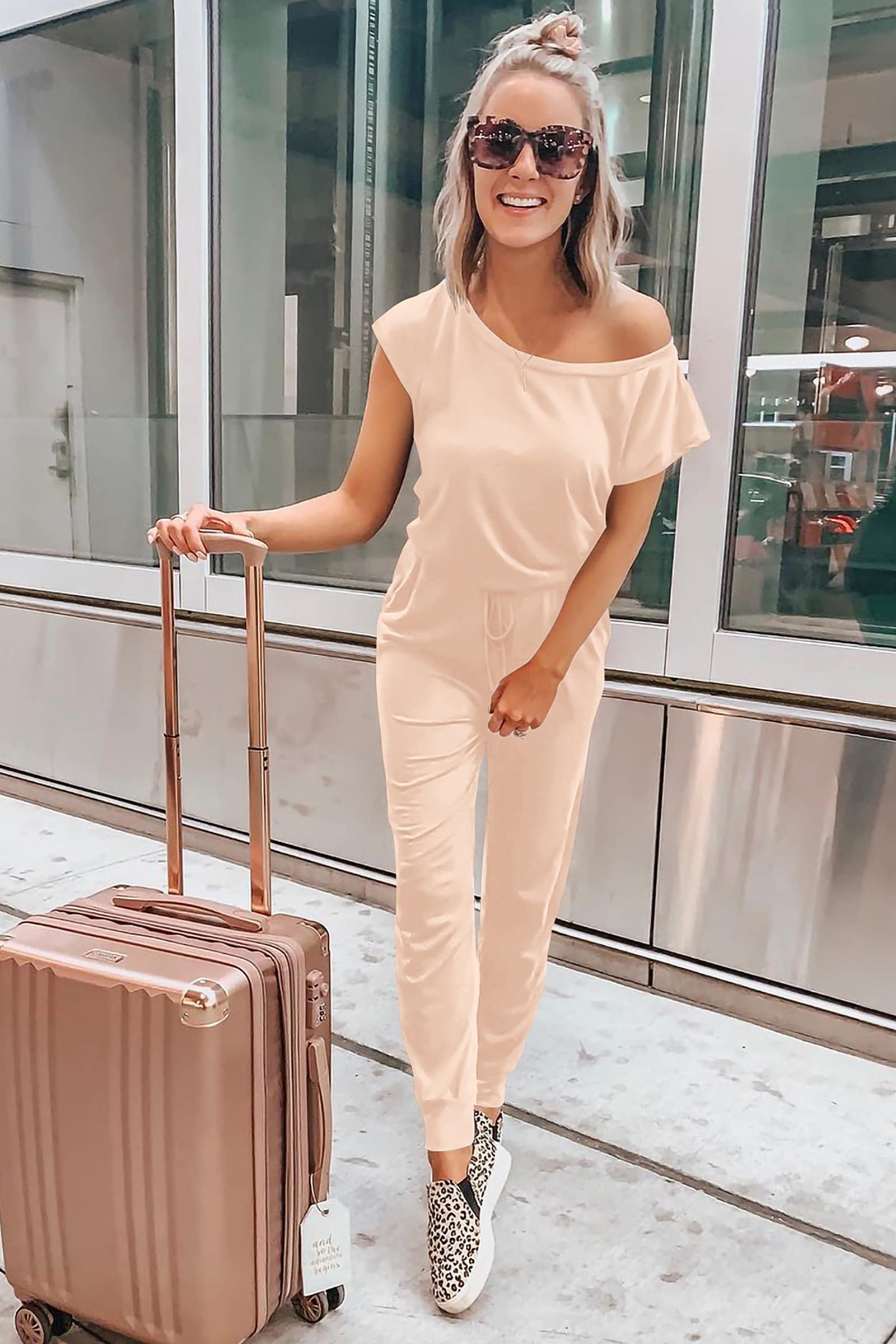 PRETTYGARDEN Women's Off Shoulder Jumpsuit - 2025 Summer Romper Dress for Vacation, Travel & Lounge | Spring Outfits & Casual Clothes | Perfect for Beach Getaways, Date Nights & Summer Parties