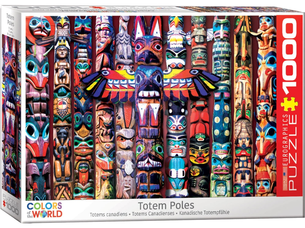 Eurographics 1000-Piece Jigsaw Puzzle - Totem Poles Native American Art | Challenging Adult Puzzle for Home Decoration & Family Game Night