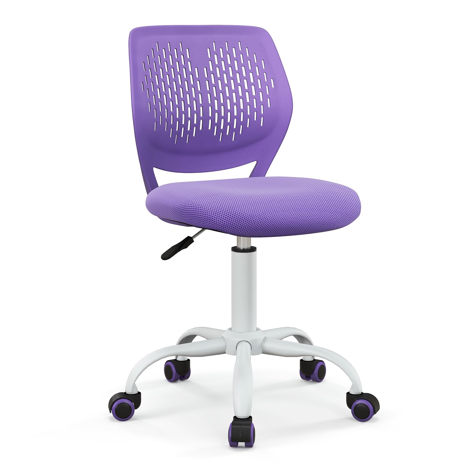 Topment Swivel Office Desk Chair - Ergonomic Armless Task Chair with Breathable Mesh Back & Upholstered Seat, Adjustable Height Computer Chair for Home Office, Study Room, Gaming & Workspace (Purple) - Perfect for Small Spaces, Kids Room & Long Working Hours