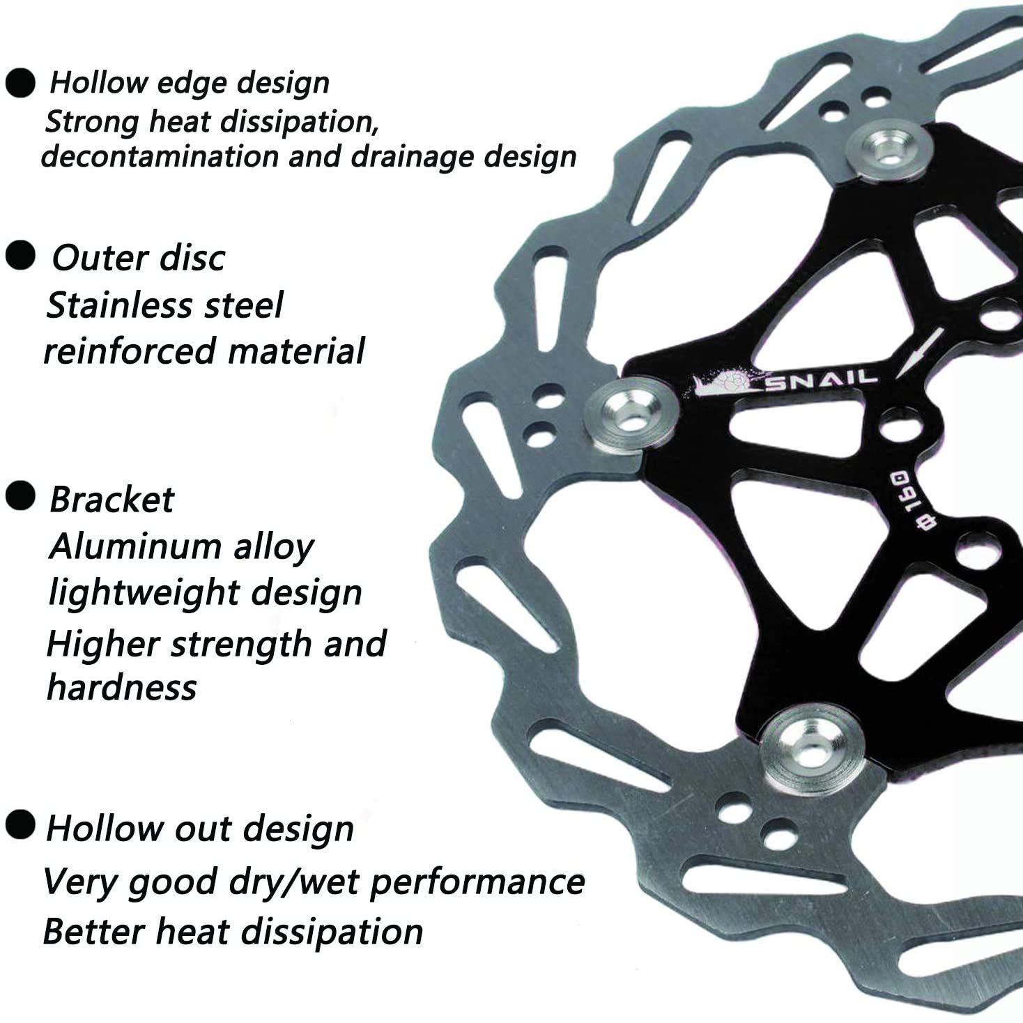 160mm & 180mm Bicycle Disc Brake Rotor Set - 6 Bolt Universal Fit for Road Bikes, Mountain Bikes, MTB & BMX - Durable Aluminum Alloy & Stainless Steel - Perfect for Commuting, Trail Riding & Urban Cycling