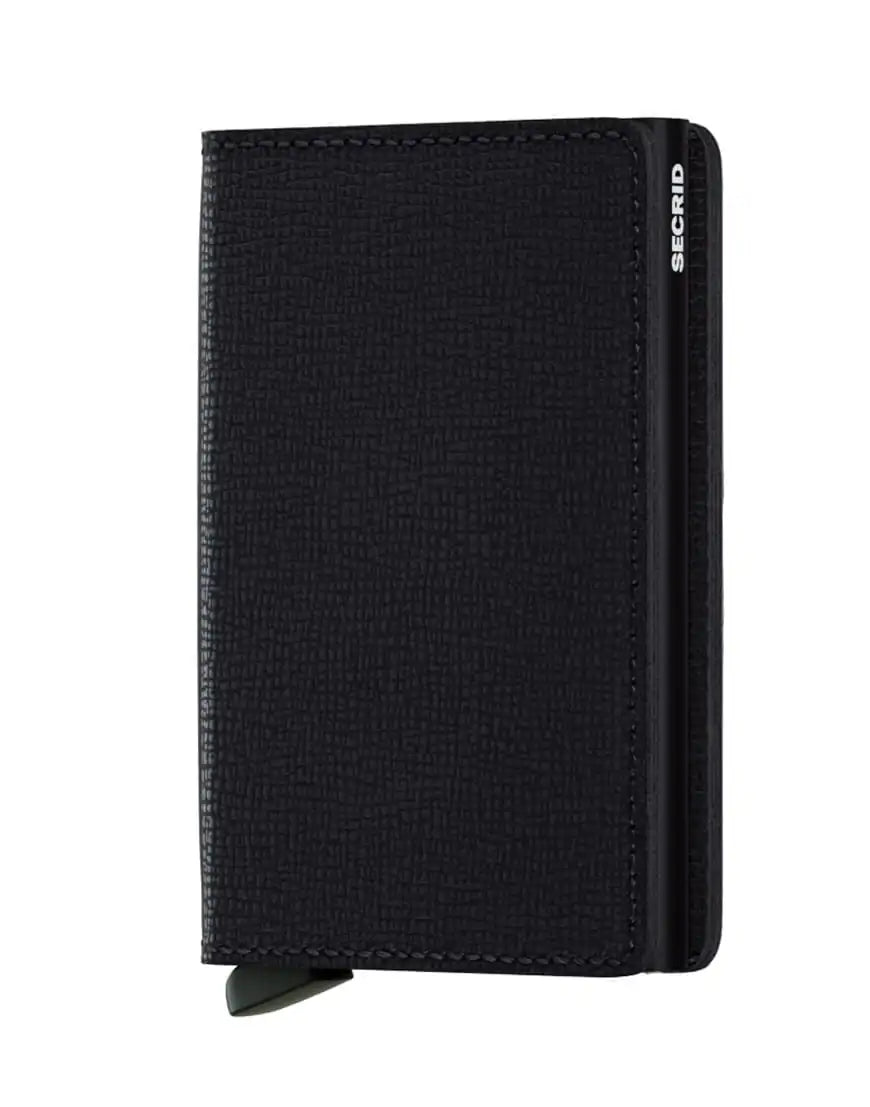 Secrid Slim Wallet - RFID Blocking Minimalist Leather Wallet for Men & Women | Crisple Black | Perfect for Travel, Everyday Carry & Business Use