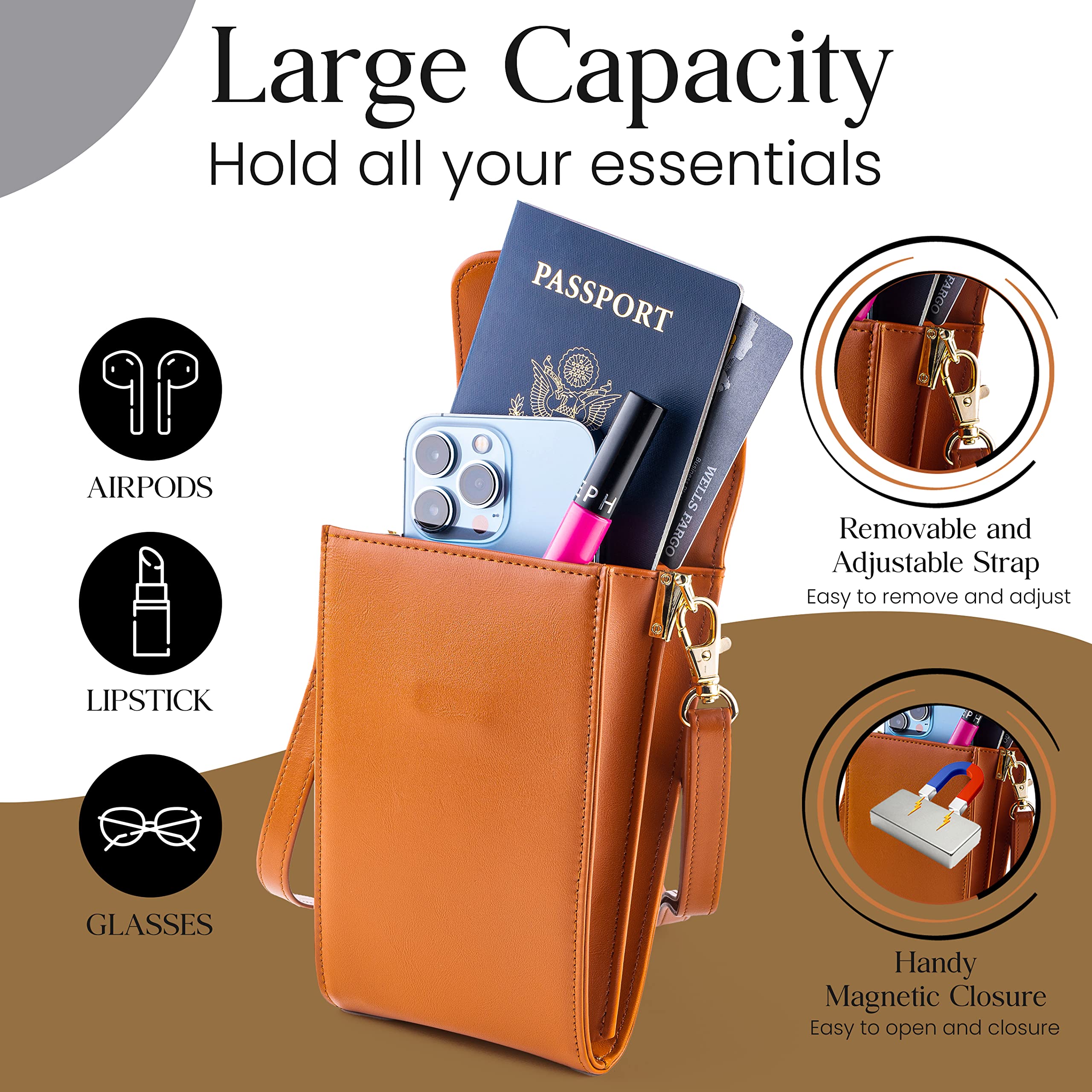 Classico Small Crossbody Phone Purse for Women - Stylish Wallet Bag for Phone, Cards & Essentials | Perfect for Everyday Use, Travel & Shopping