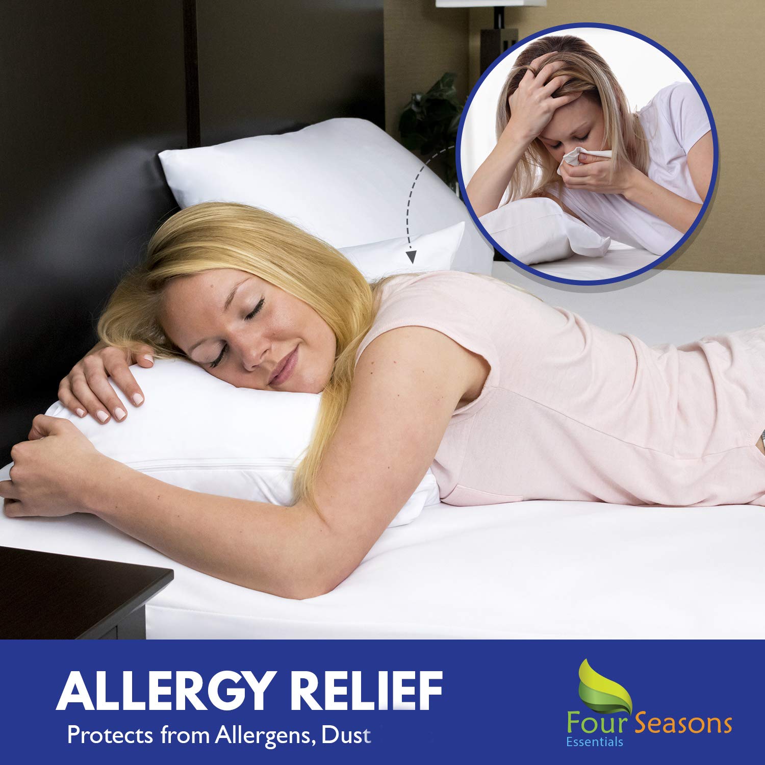 King Size Waterproof Mattress Protector - Hypoallergenic Dust Mite Proof Zippered Mattress Cover with Cotton Terry Top - Deep Pocket Bed Encasement for Allergy Relief & Comfort - Perfect for Homes with Pets, Kids, or Allergy Sufferers