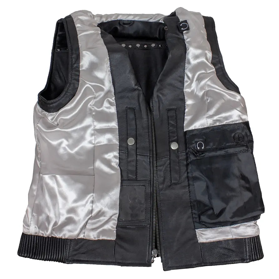 Stylish Open Road Women's Studded Leather Vest - Fashionable Biker Jacket for Motorcycle Riding & Casual Outfits