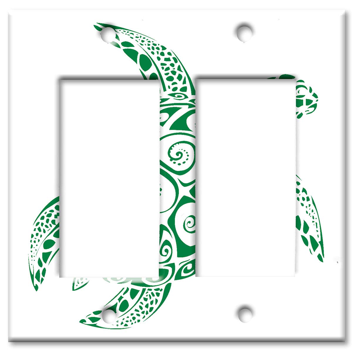 Decorative Sea Turtle Art Plates - Double Gang Rocker (Decora) Switch Plate - Handcrafted Metal Wall Plate Cover - Made in USA - Perfect for Beach House Decor, Coastal Bathroom & Nautical Bedroom Accessories