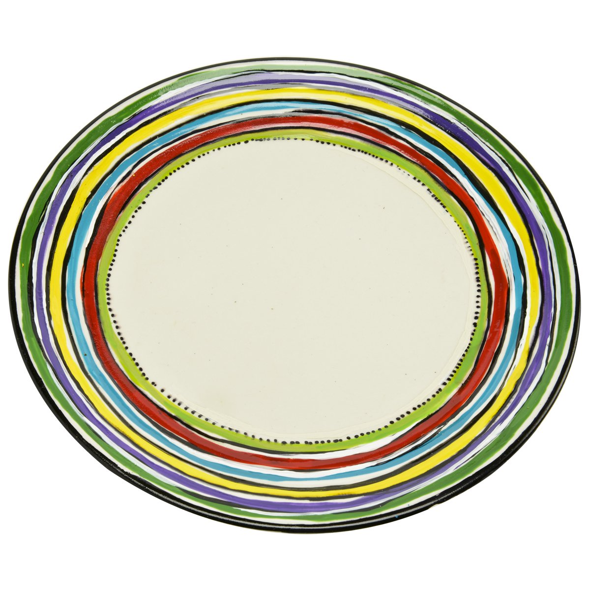Thompson & Elm M. Bagwell Colors Collection Ceramic Salad Plates - Set of 4 (8.5-Inch Diameter) - Vibrant Multicolor Stripes - Perfect for Dinner Parties, Picnics & Home Decor